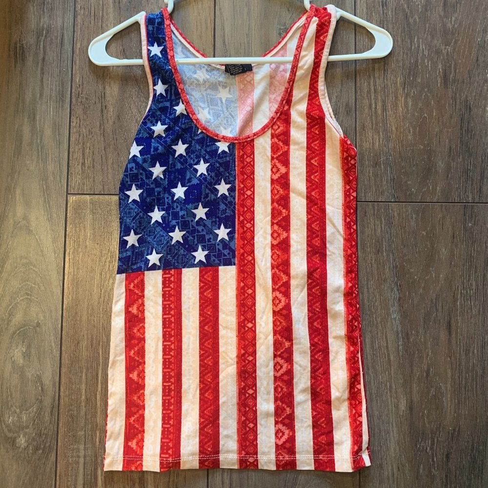 Red, white and blue flag tank top